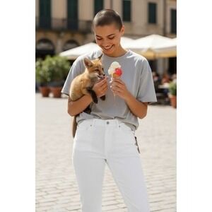 NWT S/P SPANX Petite White Denim‎ Jean Pants Slim Fit High Rise Pull On